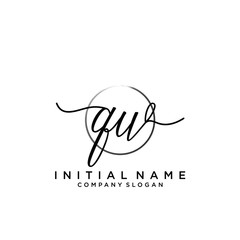 QW Initial handwriting logo with circle template