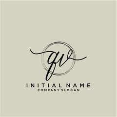 QV Initial handwriting logo with circle template