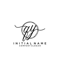 QY Initial handwriting logo with circle template