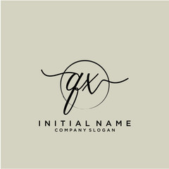 QX Initial handwriting logo with circle template