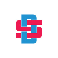 Obraz premium letter ds linked overlapping logo vector