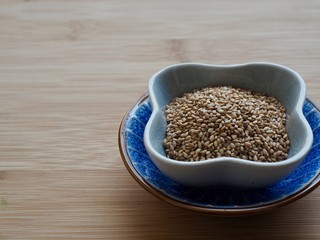 Sesame seeds in a ceramic bowl