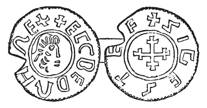 Coin of Egbert, vintage illustration.
