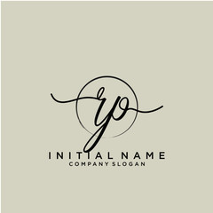 RP Initial handwriting logo with circle template