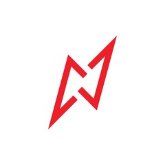 letter n thunder shape geometric line logo vector