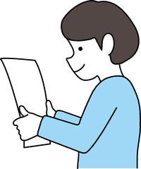 プリントを見る女の子