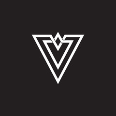 letter v overlapping lines monogram logo vector