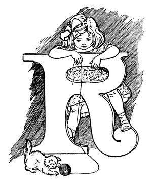 recommend clip art: The Letter R, vintage illustration