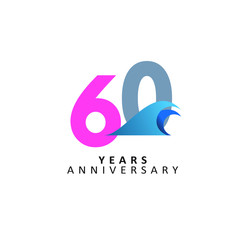 60 Year Anniversary Vector Template Design Illustration