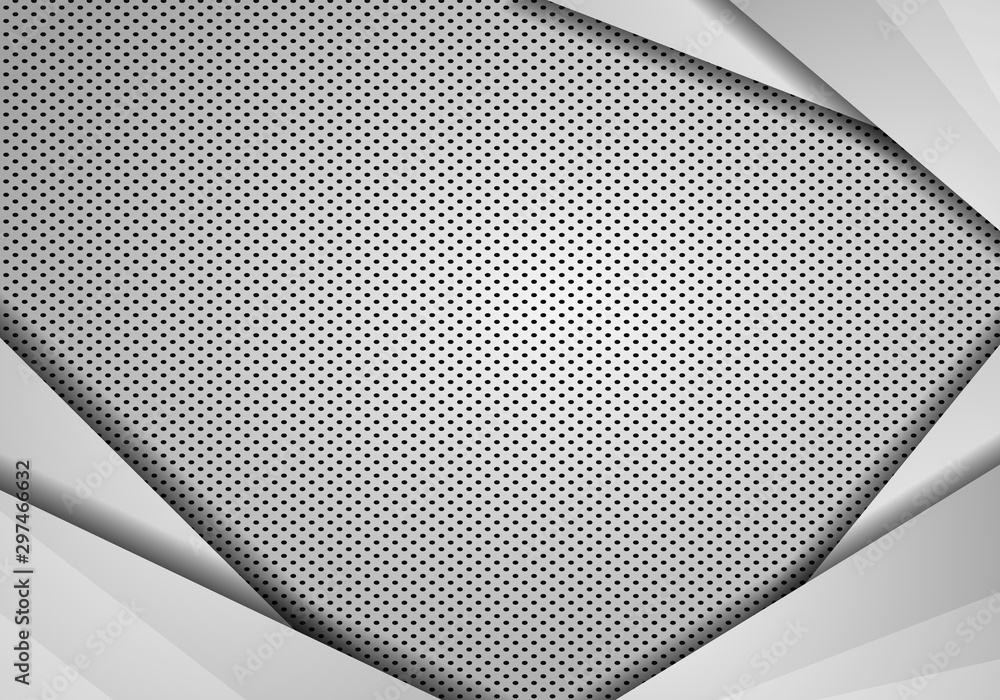 Aufkleber abstract background overlap dimension grey vector. metal with mesh, modern tech design template back