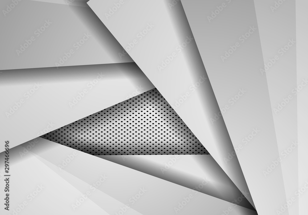 Aufkleber abstract background overlap dimension grey vector. metal with mesh, modern tech design template back