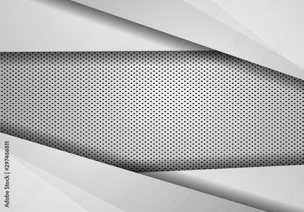 Poster abstract background overlap dimension grey vector. metal background surface illustration for web des