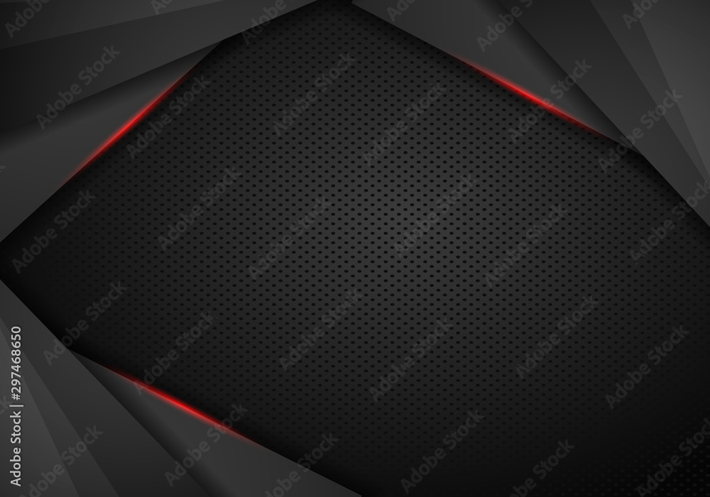 Aufkleber abstract black with red frame template layout design tech concept background - vector