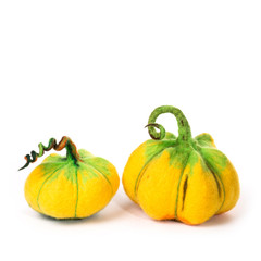 Pumpkins handmade from felted wool for celebration of Halloween