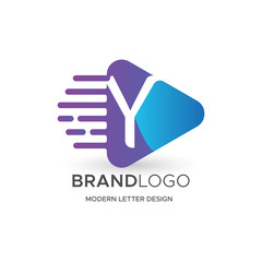 Premium Vector Y Logo in Gradation color variations. Beautiful Logotype design for luxury company branding. Elegant identity design in blue