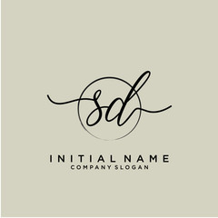 SD Initial handwriting logo with circle template