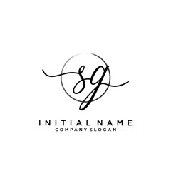 SG Initial handwriting logo with circle template