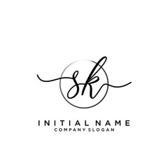 SK Initial handwriting logo with circle template