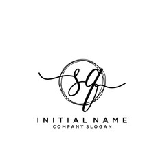SQ Initial handwriting logo with circle template