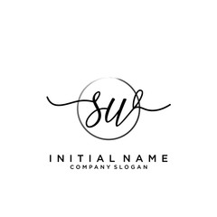 SW Initial handwriting logo with circle template