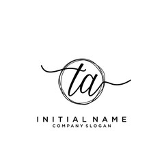 TA Initial handwriting logo with circle template