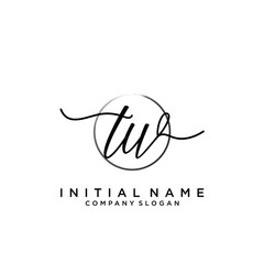 TW Initial handwriting logo with circle template