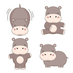 Little hippopotamus  cartoon. Vector illustration