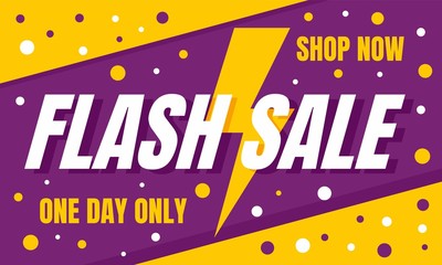 Flash sale shop now concept banner. Flat illustration of flash sale shop now vector concept banner for web design