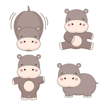 Little hippopotamus  cartoon. Vector illustration