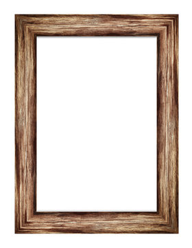 old wood frame classic isolated on white background.