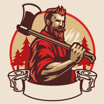 lumberjack mascot hold the axe Stock Vector | Adobe Stock