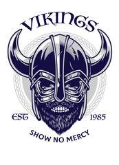 skull of viking warrior in t-shirt design style