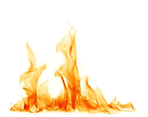 Fotobehang Vuur Brand vlammen op een witte achtergrond.