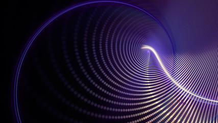 Abstract violet and black background. Fractal graphics series. Composition of glowing lines and mosaic halftone effects. 3d illustration.