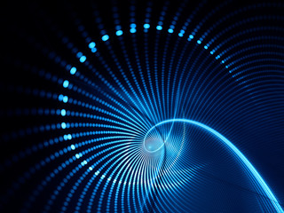 Abstract blue and black background. Fractal graphics series. Composition of glowing lines and mosaic halftone effects. 3d illustration.