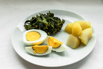 Italian Cuisine Boiled Eggs Broccoli Potatoes Boiled Photo Still Life