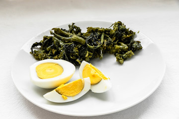 Italian Cuisine Boiled Eggs Broccoli Potatoes Boiled Photo Still Life