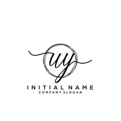 UY Initial handwriting logo with circle template