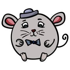 Cute mouse or rat in marine clothing, symbol 2020. - Vector. Vector illustration