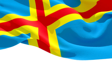 Aland Islands waving national flag. 3D illustration