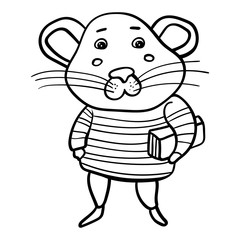 Rodent in striped clothes. Fashionable animal. Cartoon style, Vector. Vector illustration Coloring page, Coloring book. Contour.