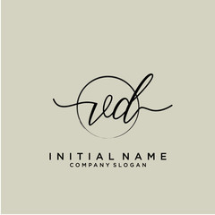 VD Initial handwriting logo with circle template