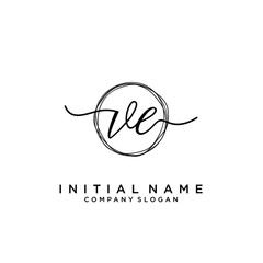 VE Initial handwriting logo with circle template