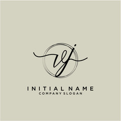 VJ Initial handwriting logo with circle template