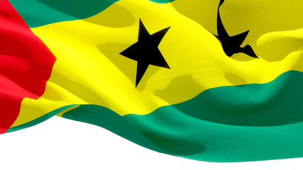 Democratic Republic of Sao Tome waving national flag. 3D illustration