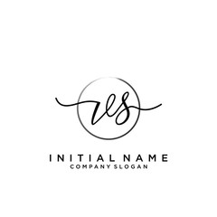 VS Initial handwriting logo with circle template