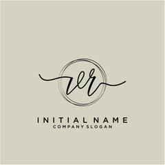 VR Initial handwriting logo with circle template