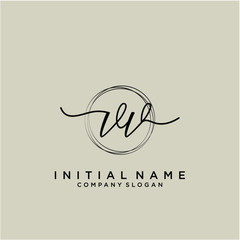 VV Initial handwriting logo with circle template