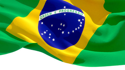 Federative Republic of Brazil waving national flag. 3D illustration