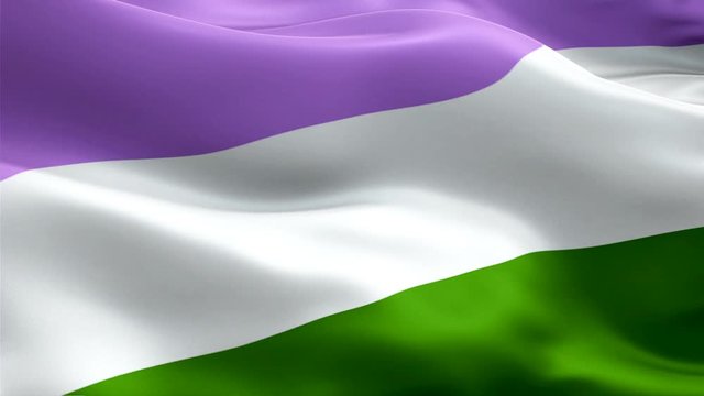 Genderqueer Flag Rainbow waving. 3d Non-binary Pride Symbol flag waving Isolated. Sign of Rainbow seamless loop animation. Genderqueer flag HD resolution Background. Non-binary rights Rainbow Pride Fl